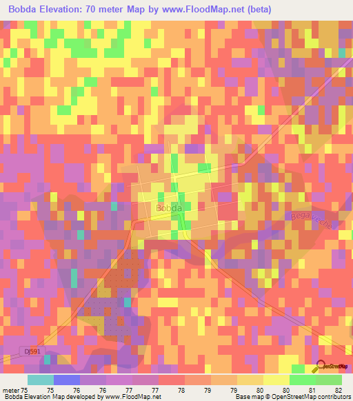 Bobda,Romania Elevation Map