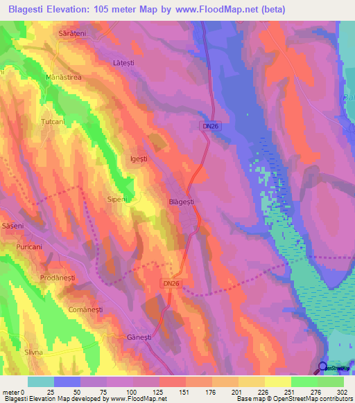 Blagesti,Romania Elevation Map