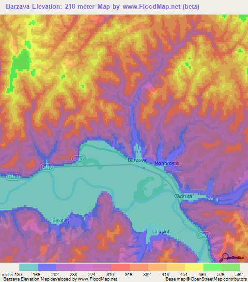 Barzava,Romania Elevation Map