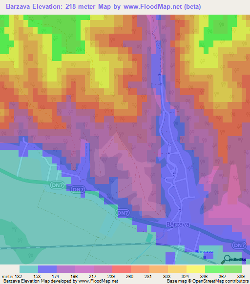 Barzava,Romania Elevation Map