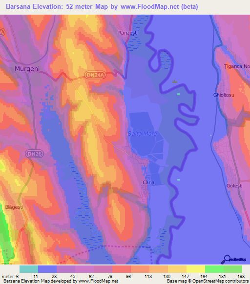Barsana,Romania Elevation Map