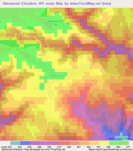 Balvanesti,Romania Elevation Map