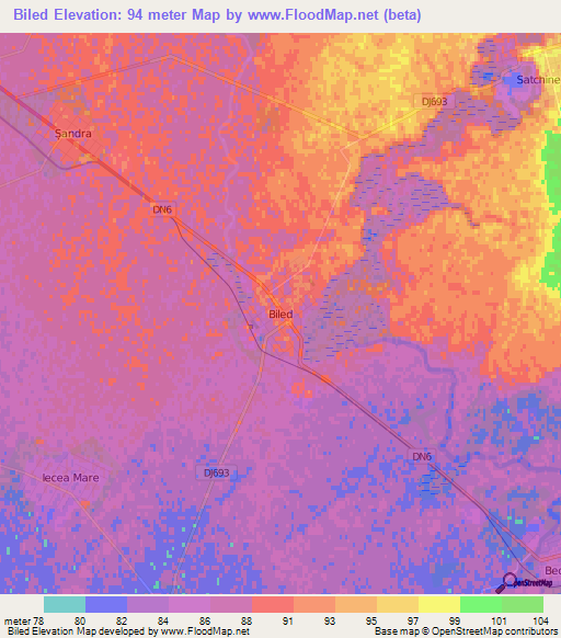 Biled,Romania Elevation Map