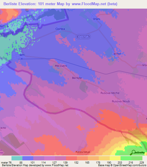 Berliste,Romania Elevation Map