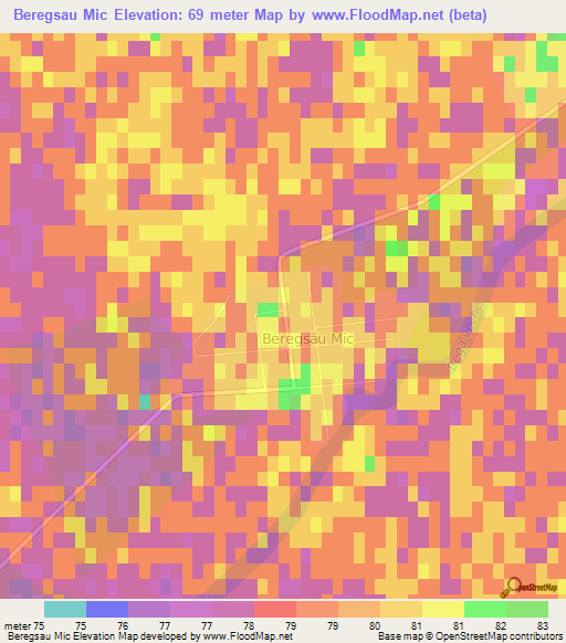 Beregsau Mic,Romania Elevation Map