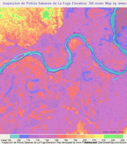 Inspeccion de Policia Sabanas de La Fuga,Colombia Elevation Map