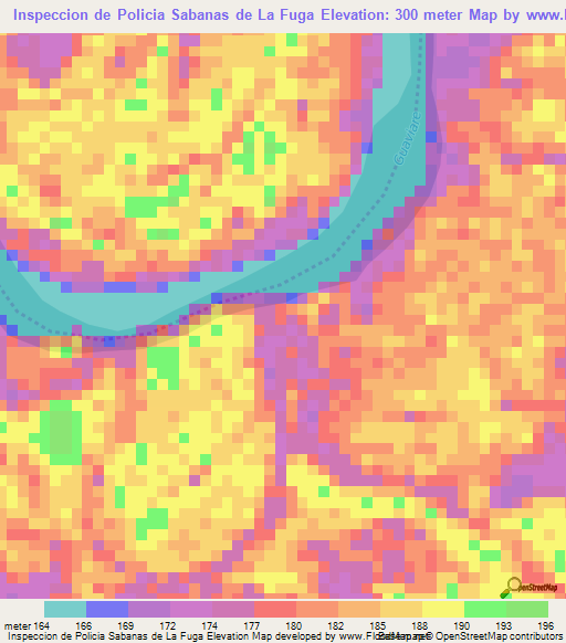 Inspeccion de Policia Sabanas de La Fuga,Colombia Elevation Map