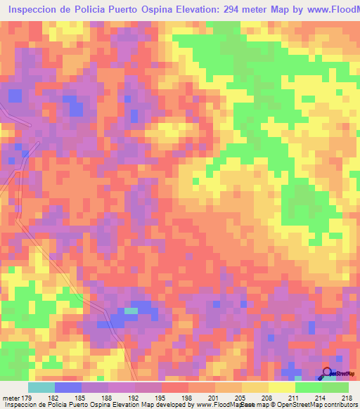 Inspeccion de Policia Puerto Ospina,Colombia Elevation Map