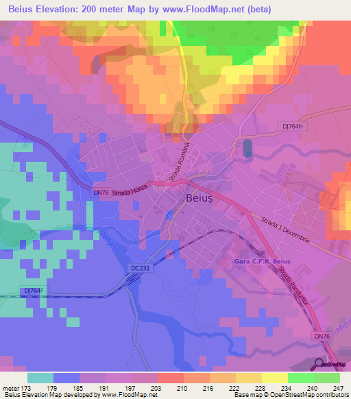 Beius,Romania Elevation Map