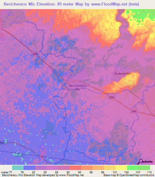 Becicherecu Mic,Romania Elevation Map