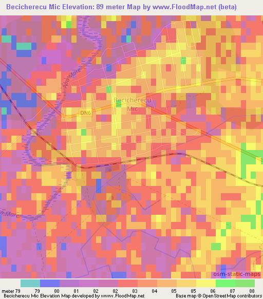 Becicherecu Mic,Romania Elevation Map