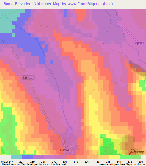 Bania,Romania Elevation Map