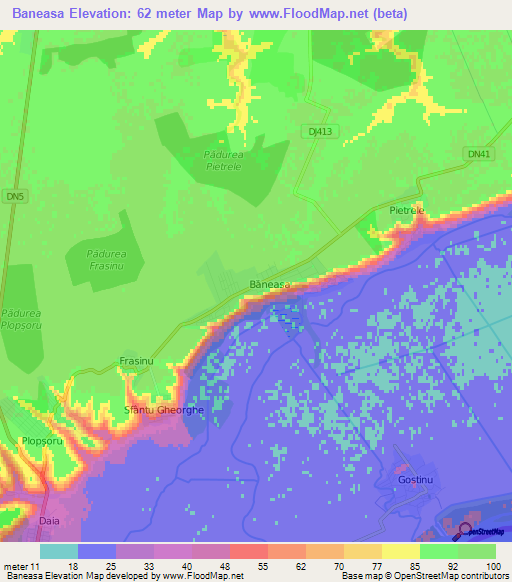 Baneasa,Romania Elevation Map