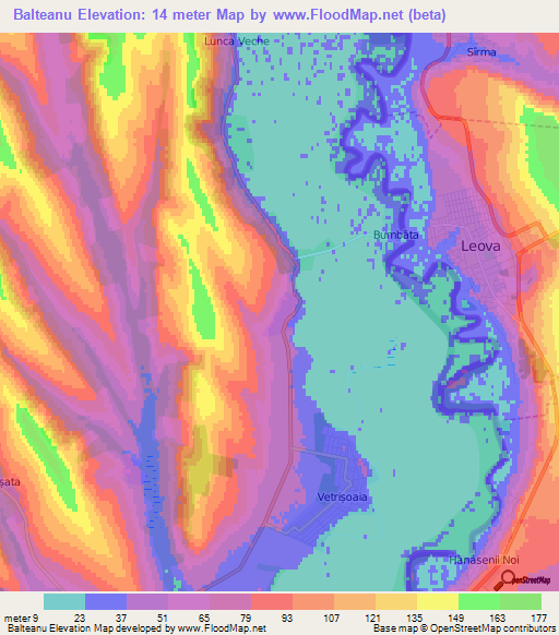 Balteanu,Romania Elevation Map