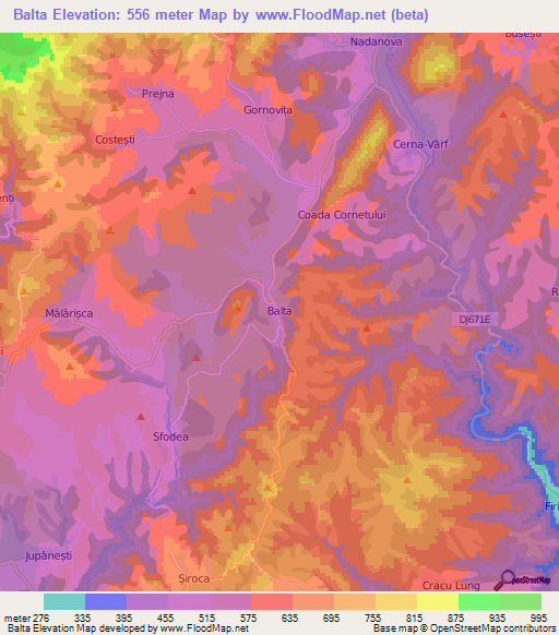 Balta,Romania Elevation Map