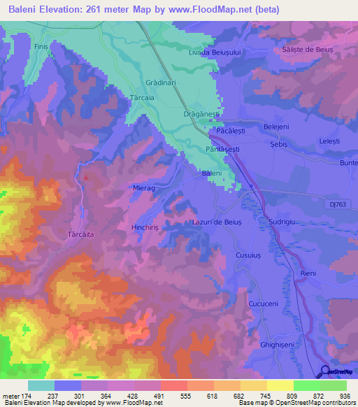 Baleni,Romania Elevation Map