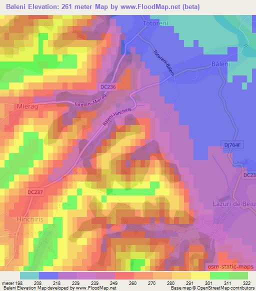 Baleni,Romania Elevation Map