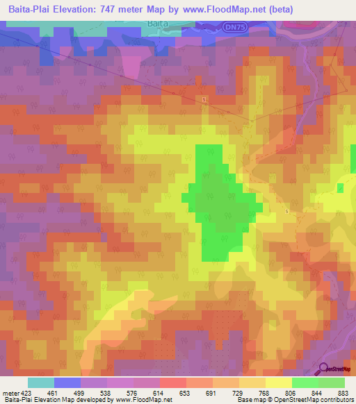 Baita-Plai,Romania Elevation Map