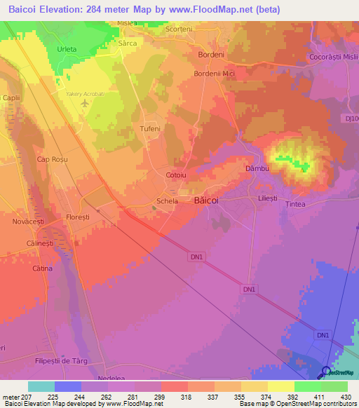 Baicoi,Romania Elevation Map