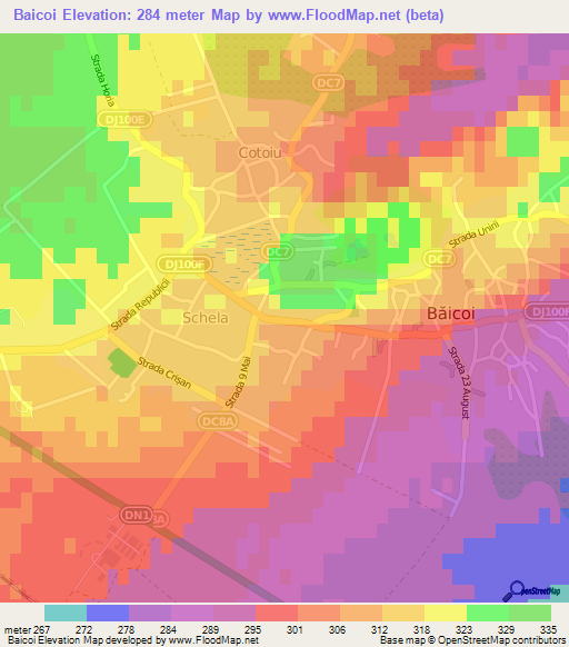 Baicoi,Romania Elevation Map