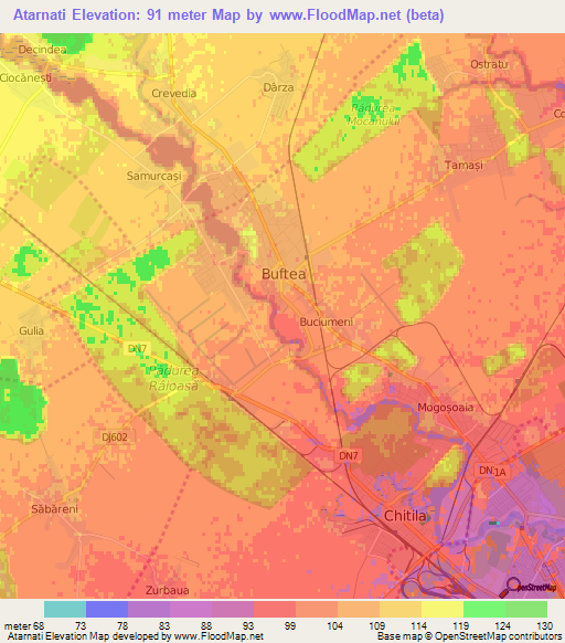 Atarnati,Romania Elevation Map