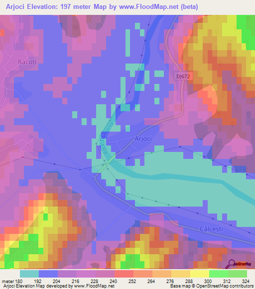 Arjoci,Romania Elevation Map