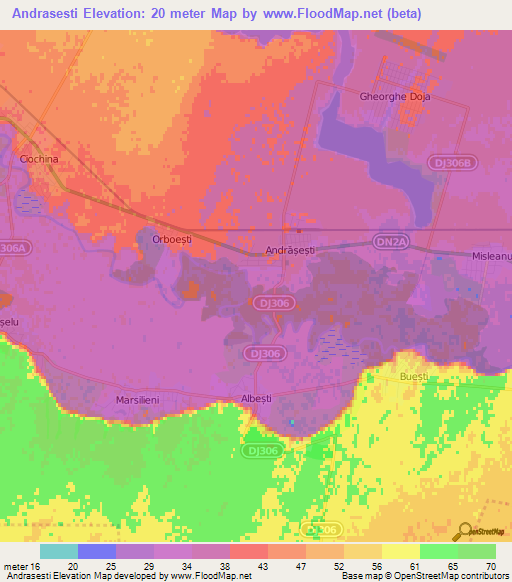 Andrasesti,Romania Elevation Map