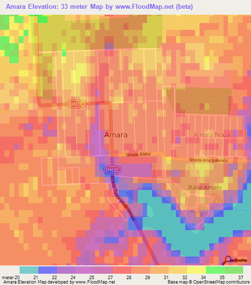 Amara,Romania Elevation Map