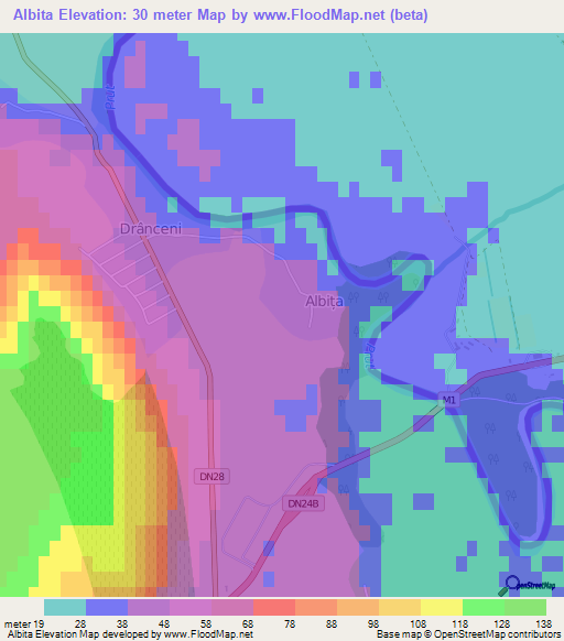 Albita,Romania Elevation Map