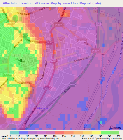 Alba Iulia,Romania Elevation Map