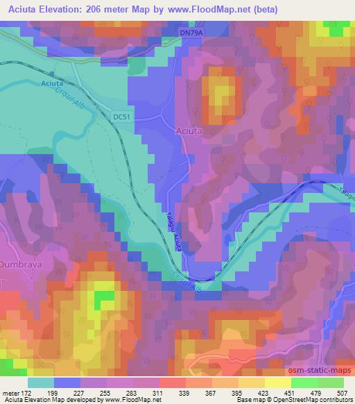 Aciuta,Romania Elevation Map