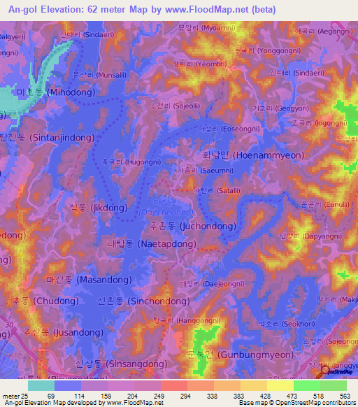 An-gol,South Korea Elevation Map