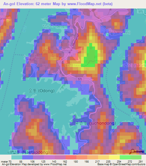 An-gol,South Korea Elevation Map