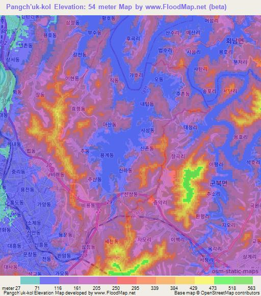 Pangch'uk-kol,South Korea Elevation Map