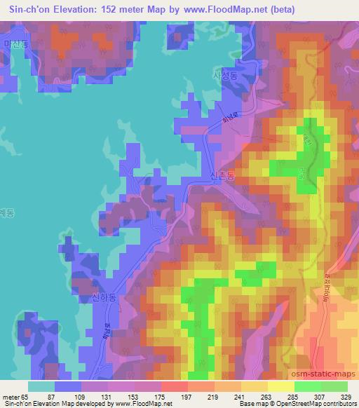 Sin-ch'on,South Korea Elevation Map