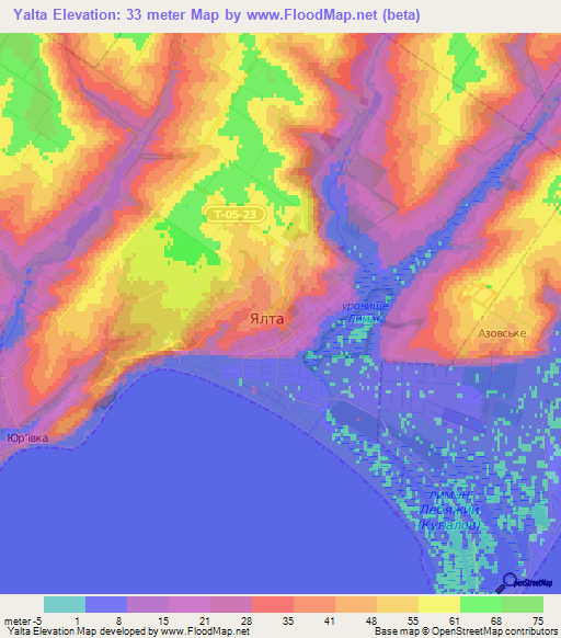 Yalta,Ukraine Elevation Map