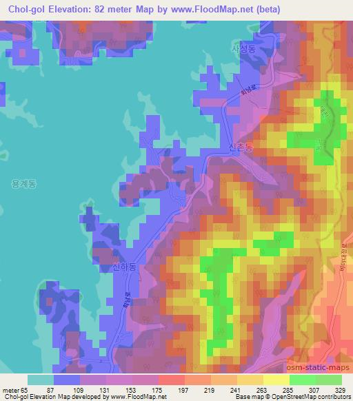 Chol-gol,South Korea Elevation Map