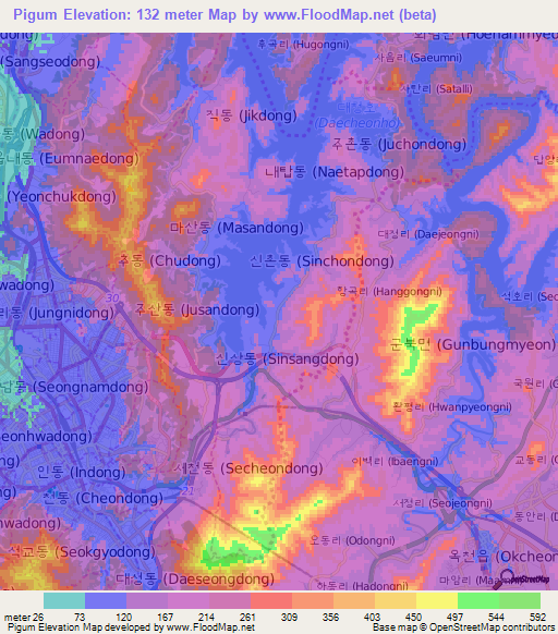 Pigum,South Korea Elevation Map