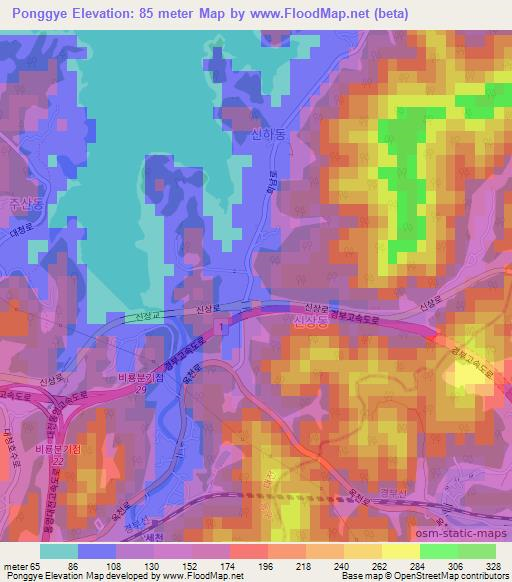 Ponggye,South Korea Elevation Map