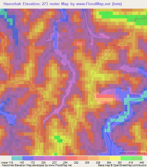 Hasonhak,South Korea Elevation Map