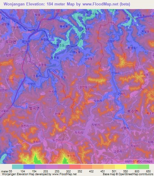 Wonjangan,South Korea Elevation Map