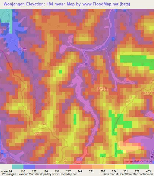 Wonjangan,South Korea Elevation Map