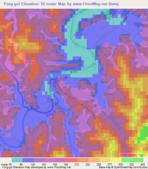 Yong-gol,South Korea Elevation Map