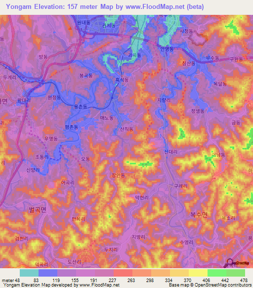 Yongam,South Korea Elevation Map