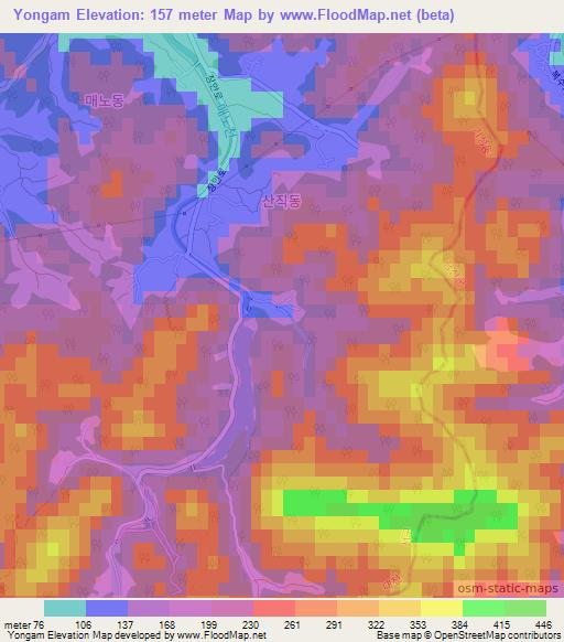 Yongam,South Korea Elevation Map