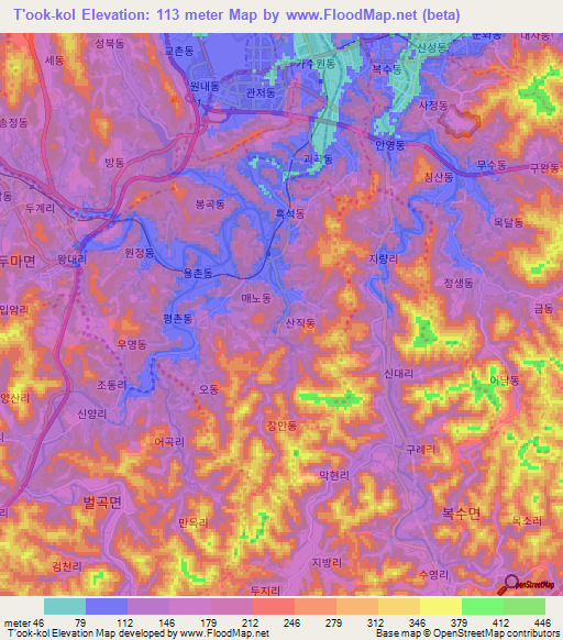 T'ook-kol,South Korea Elevation Map