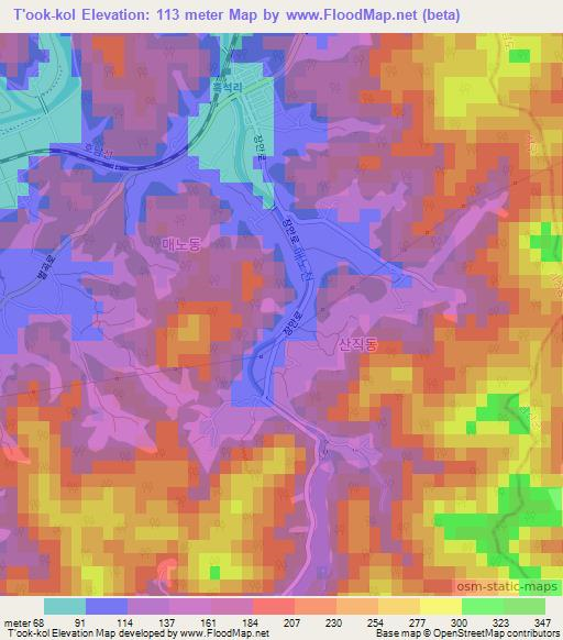 T'ook-kol,South Korea Elevation Map