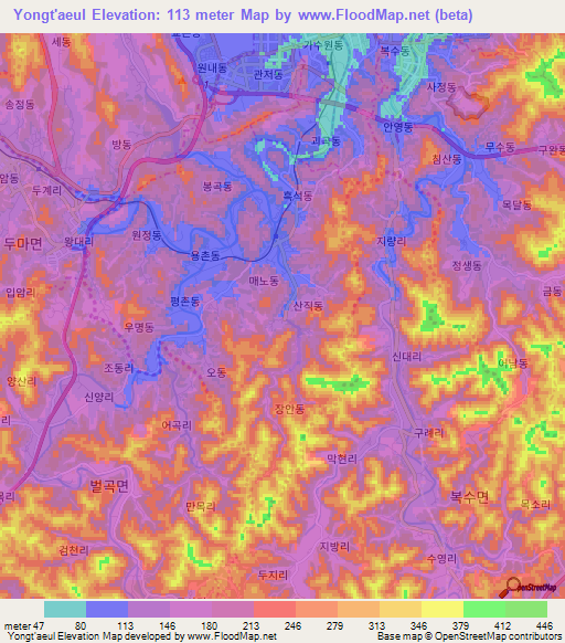 Yongt'aeul,South Korea Elevation Map