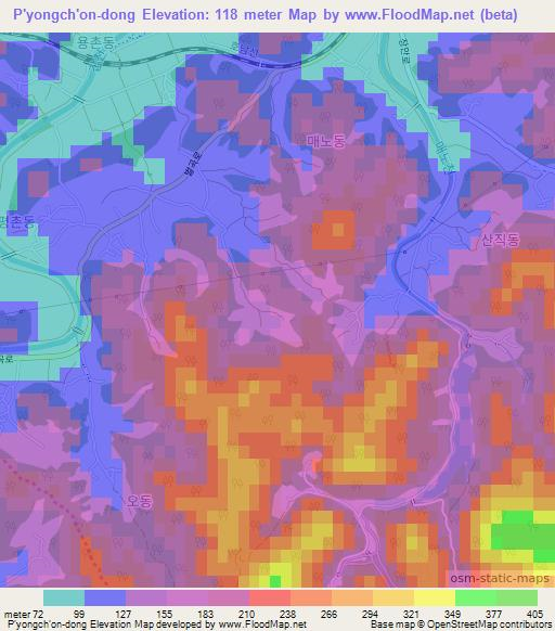 P'yongch'on-dong,South Korea Elevation Map