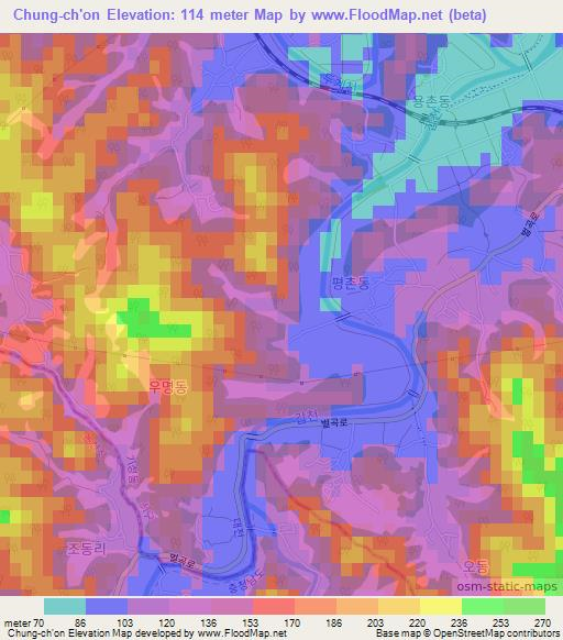 Chung-ch'on,South Korea Elevation Map